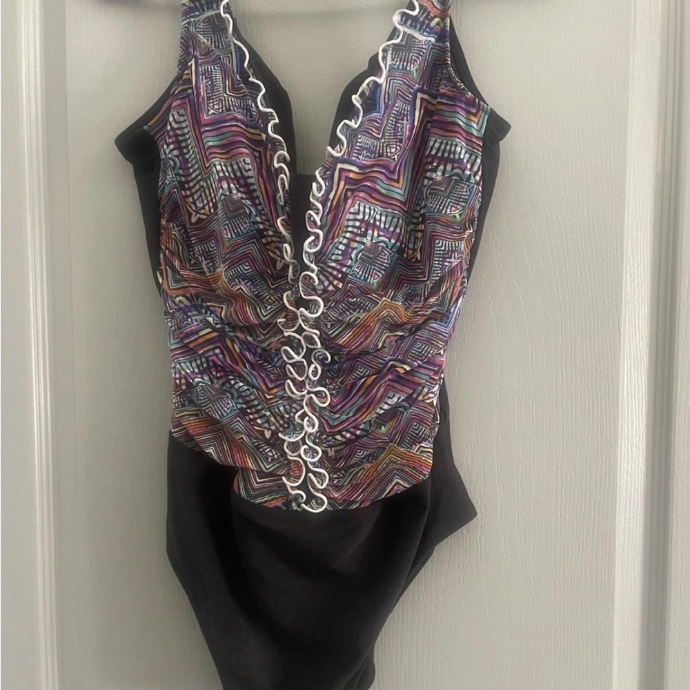 Gottex Black One Piece Swimsuit with Plunging V-Neckline